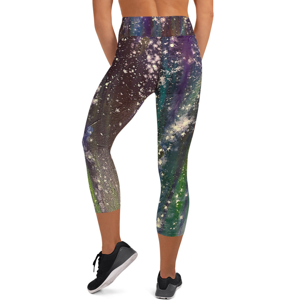 Starry Night Allover Print Yoga Capri Leggings