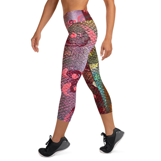 "Secret Code" All Over Print Yoga Capri Leggings