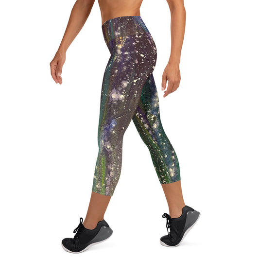 Starry Night Allover Print Yoga Capri Leggings