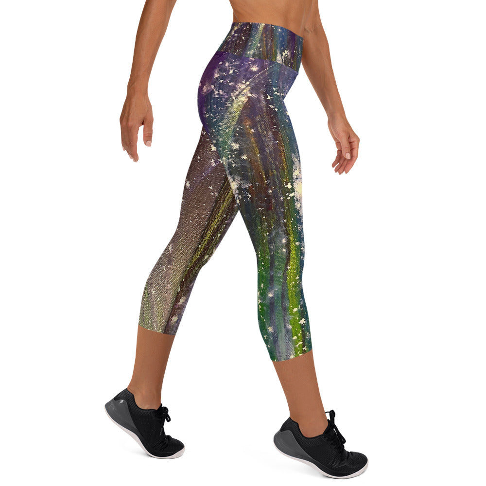 Starry Night Allover Print Yoga Capri Leggings