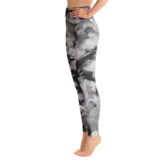 NOT Boring Neutral Black & White Dotted, All Over Print Yoga Leggings