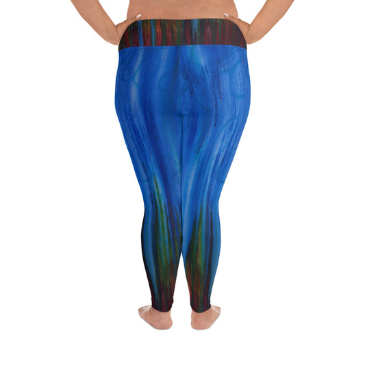Anointing Blue-Red All-Over Print Plus Size Leggings
