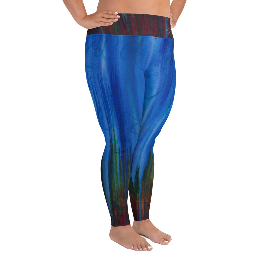 Anointing Blue-Red All-Over Print Plus Size Leggings
