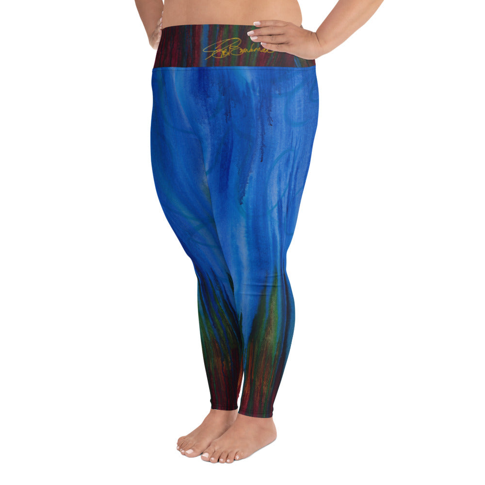 Anointing Blue-Red All-Over Print Plus Size Leggings